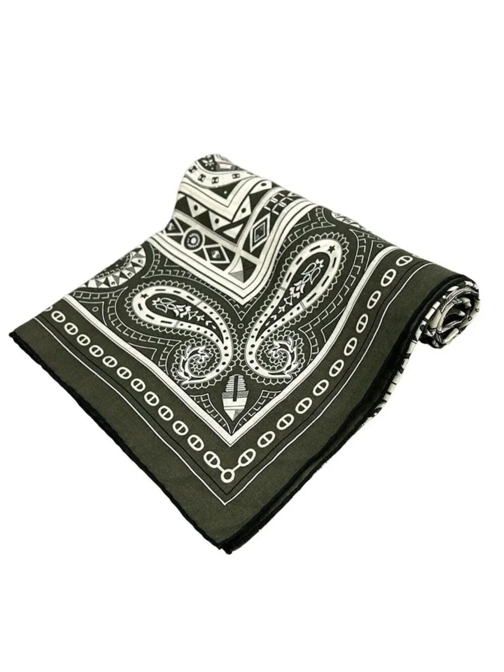 Hermes Shawl Carre Geant 140 Khaki Ivory Cheval de Coeur Cool Bandana Scarf